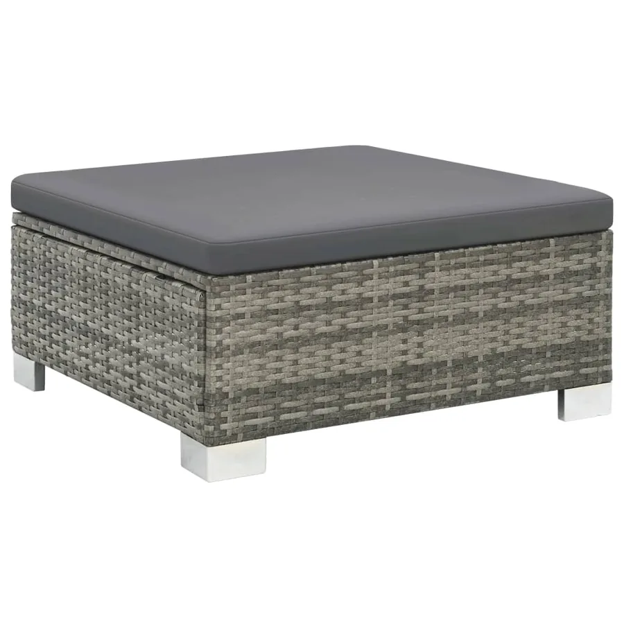 Salon de jardin 10 pcs avec coussins Résine tressée Gris - 4