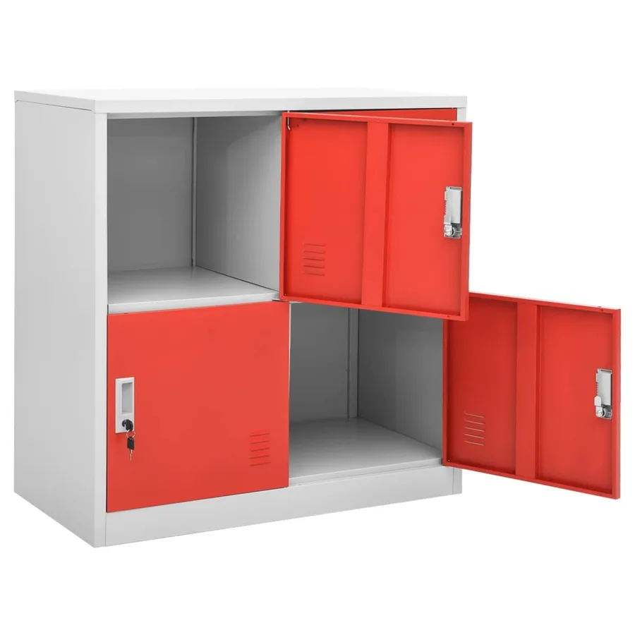 Armoire à casiers Gris clair et rouge 90x45x92,5 cm Acier - 5