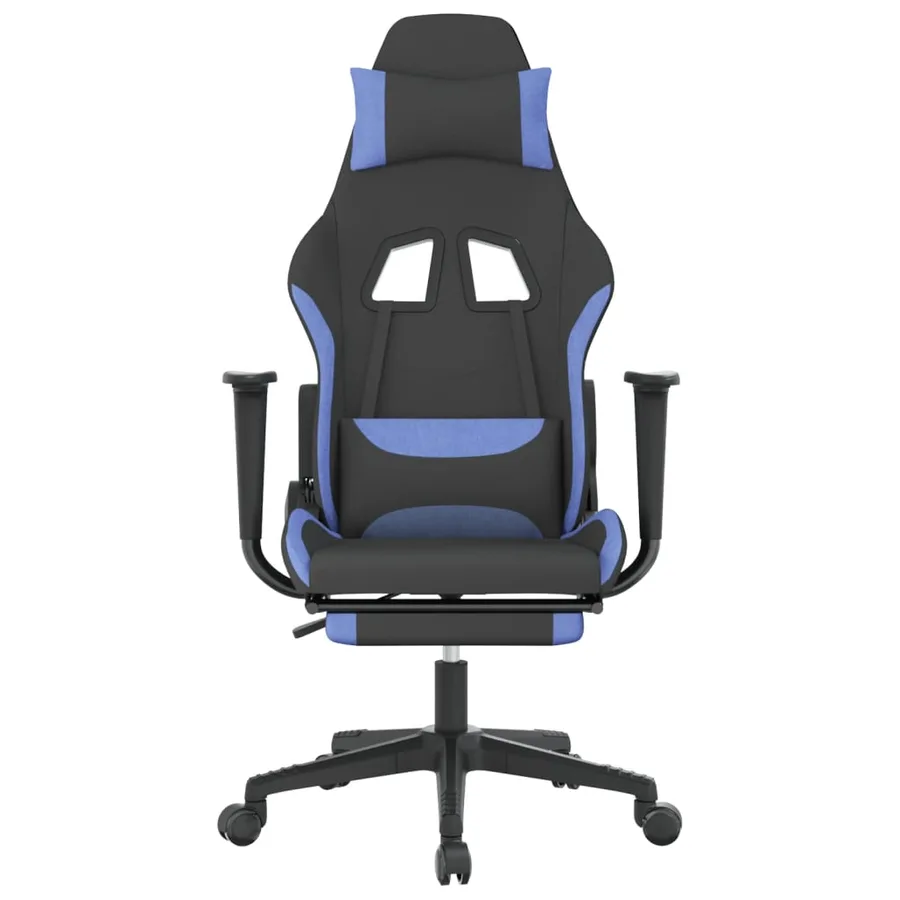 Chaise de jeu avec repose-pied Noir et bleu Tissu - 3