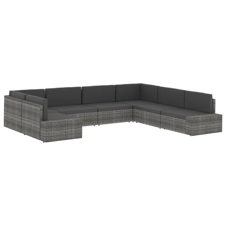 Salon de jardin 2 pcs Résine tressée Gris - 14