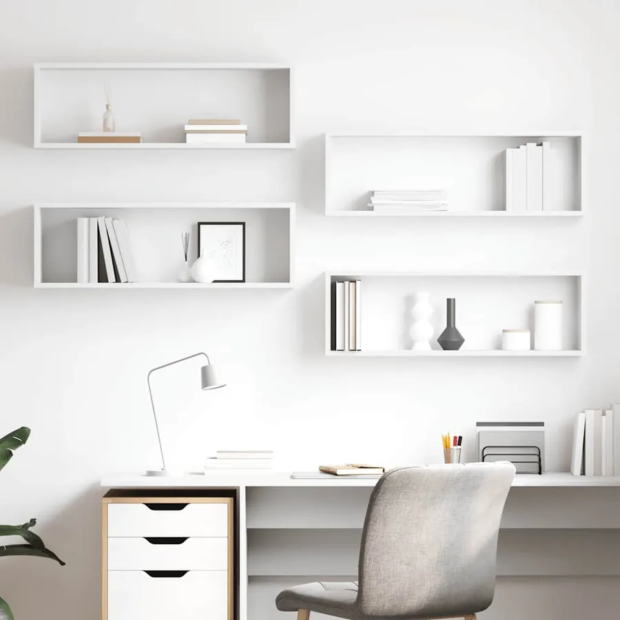 Étagères cube murales 4pcs Blanc 80x15x26,5cm bois d'ingénierie