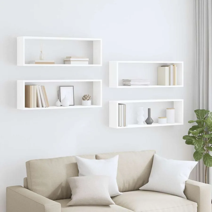 Étagères cube murales 4pcs Blanc 80x15x26,5cm bois d'ingénierie - 3