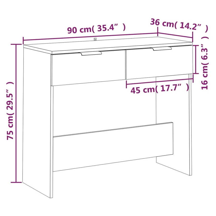 Table console Blanc 90x36x75 cm Bois d'ingénierie - 8