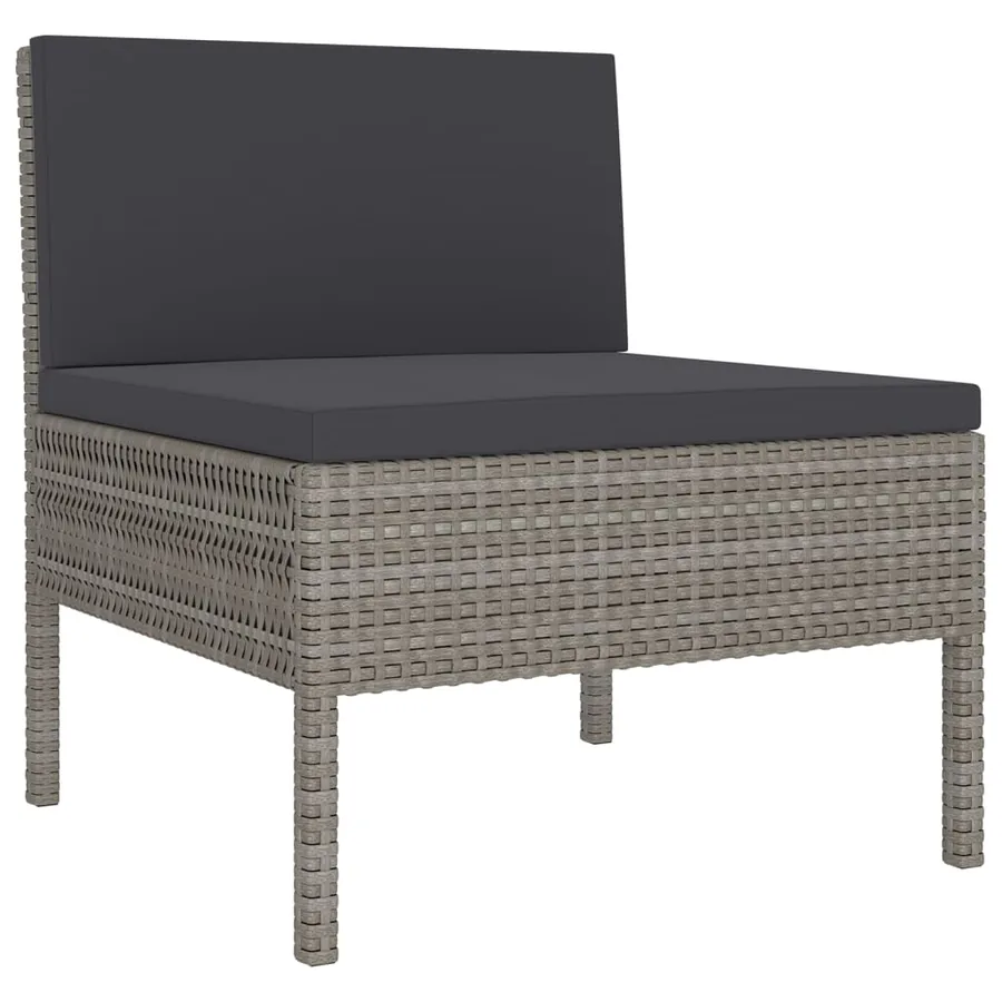 Salon de jardin 6 pcs avec coussins résine tressée gris - 3