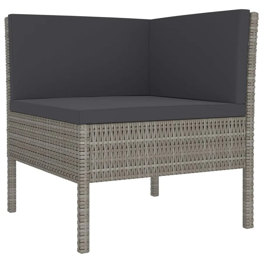 Salon de jardin 6 pcs avec coussins résine tressée gris - 6