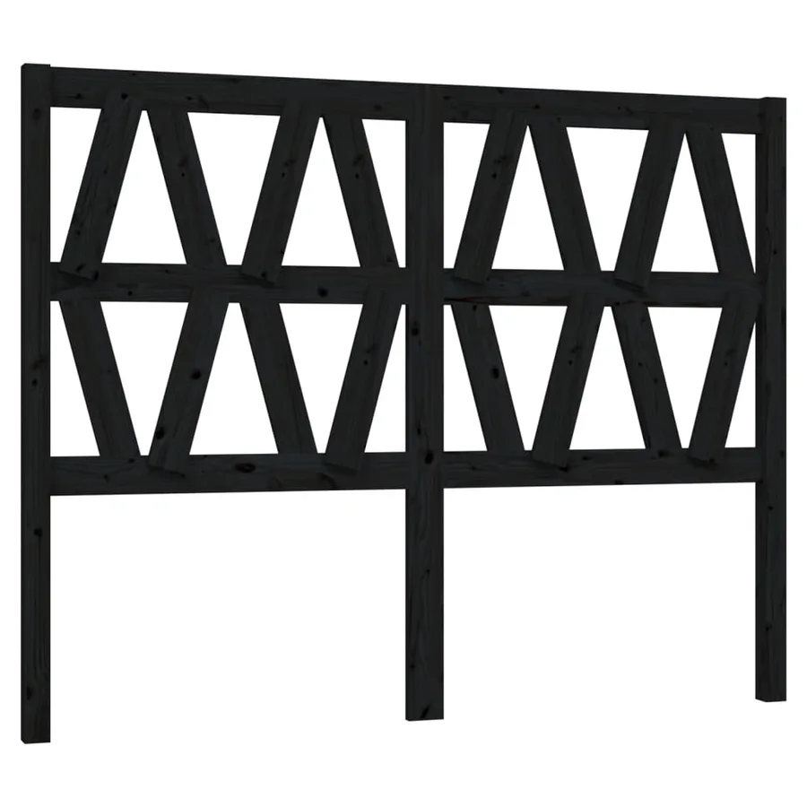 Tête de lit Noir 126x4x100 cm Bois massif de pin - 2