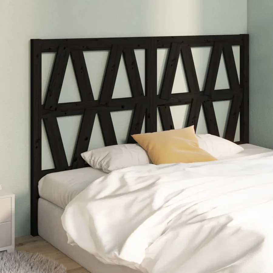Tête de lit Noir 126x4x100 cm Bois massif de pin - 4