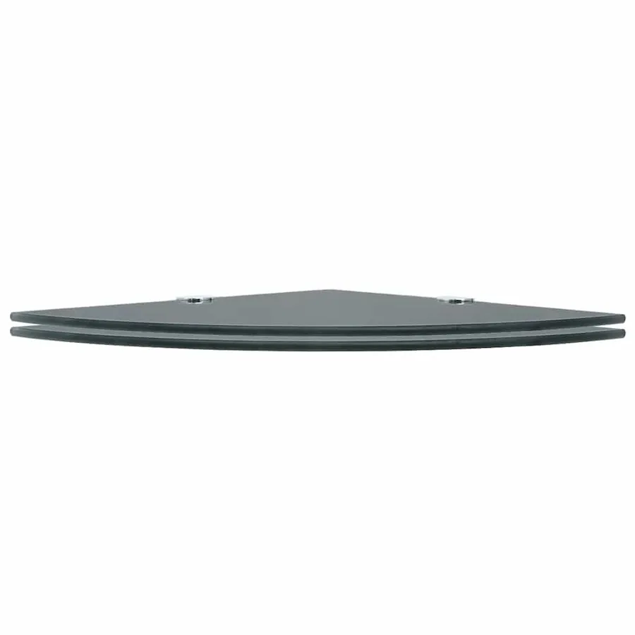 Étagères d'angle 2 pcs et supports chromés Verre Noir 35x35 cm - 2