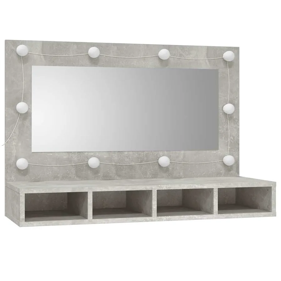 Armoire à miroir avec LED Gris béton 90x31,5x62 cm - 3