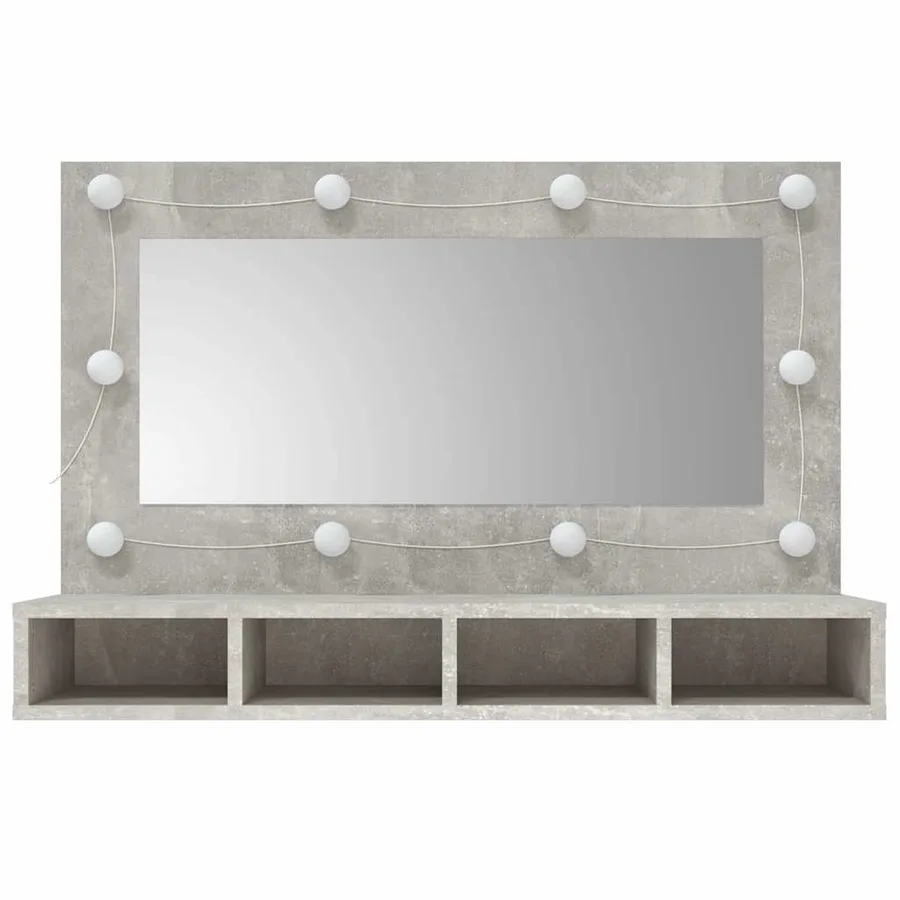 Armoire à miroir avec LED Gris béton 90x31,5x62 cm - 4