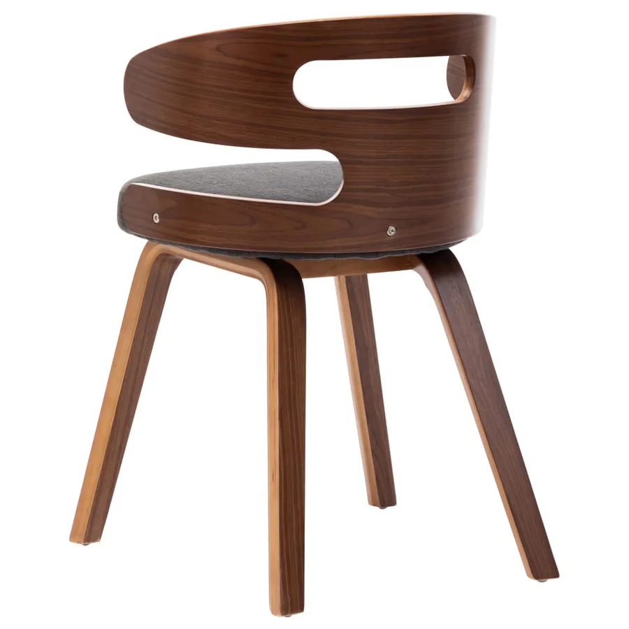 Chaises à manger lot de 2 gris foncé bois courbé et tissu - 5