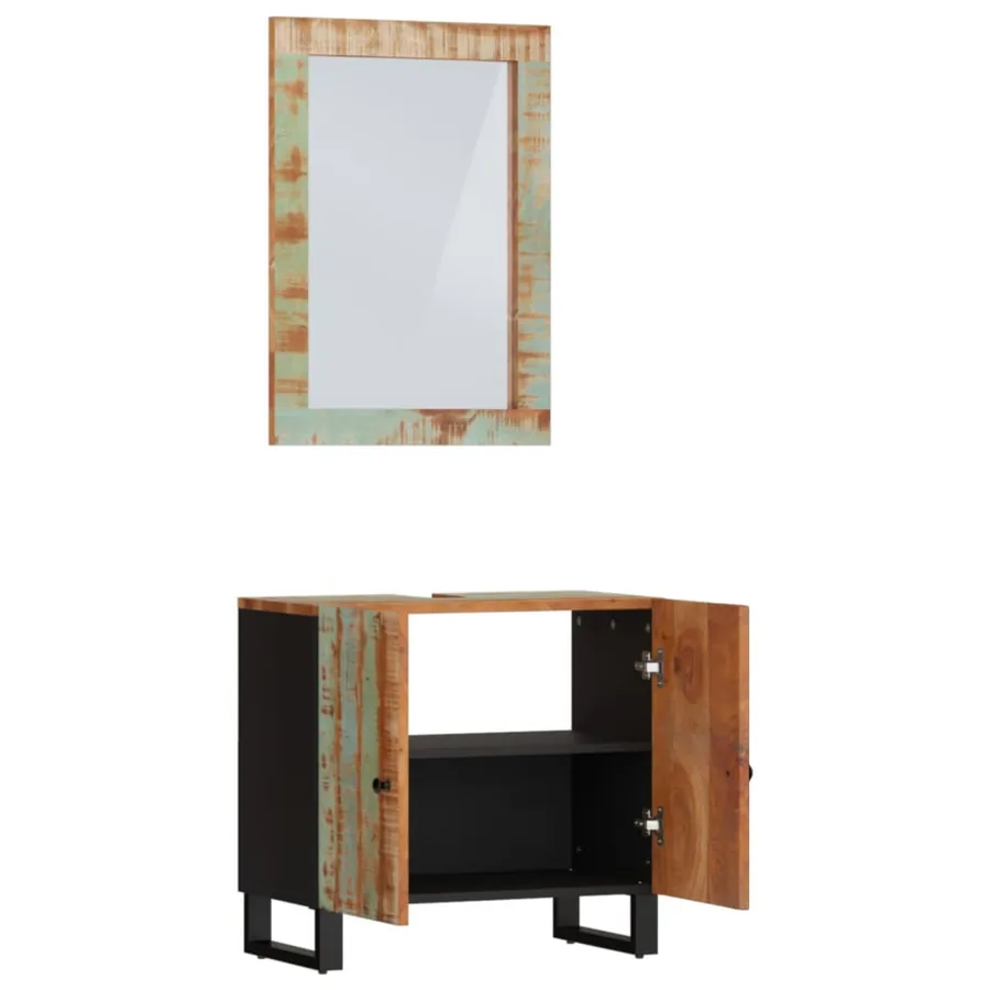 Ensemble de meubles de salle de bain 2 pcs bois massif récupéré - 3