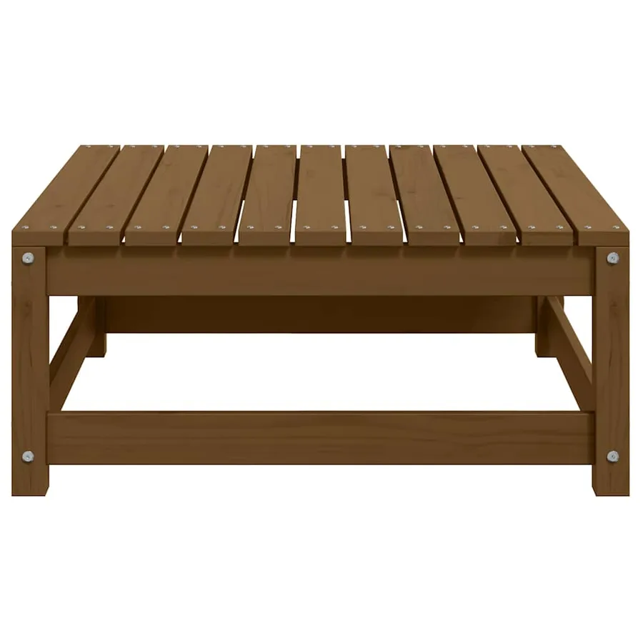 Repose-pied de jardin 70x70x30cm marron miel bois de pin solide - 5