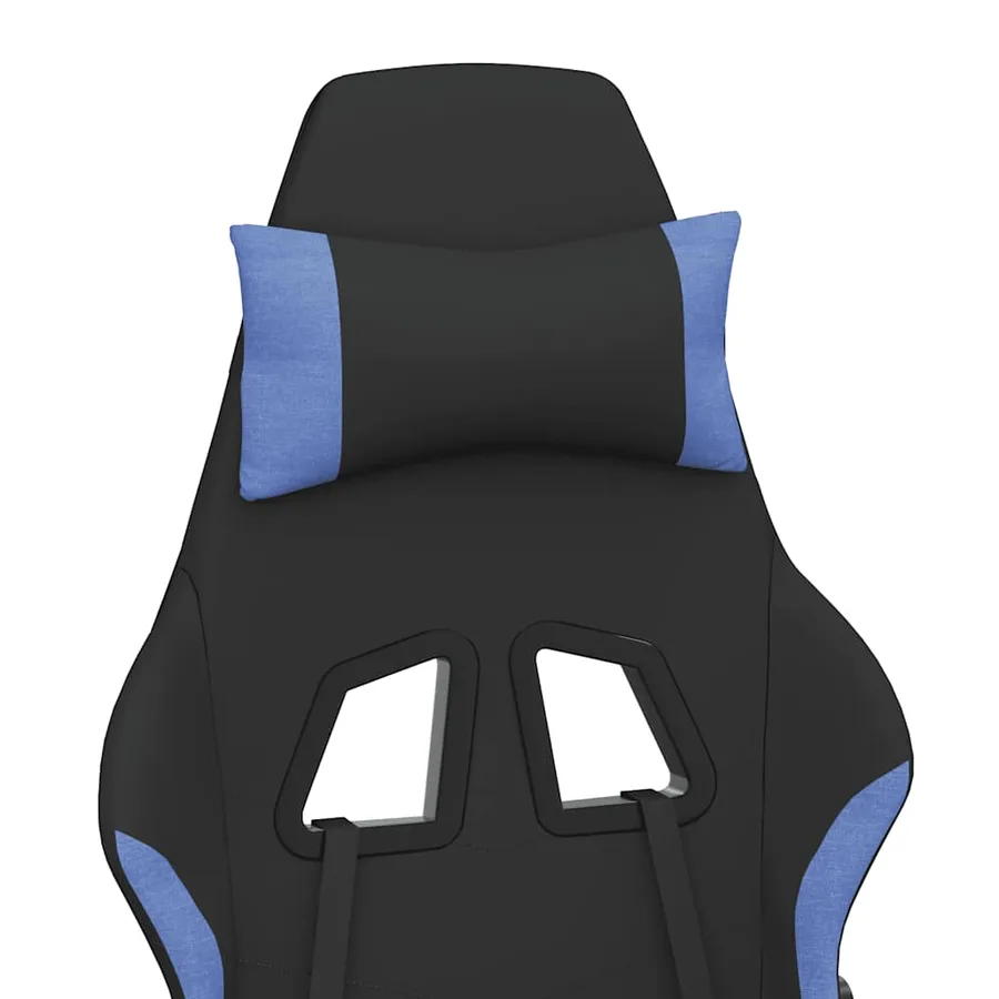 Chaise de jeu de massage avec repose-pied Noir et bleu Tissu - 8