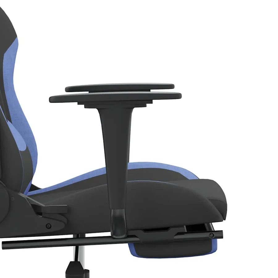 Chaise de jeu de massage avec repose-pied Noir et bleu Tissu - 9