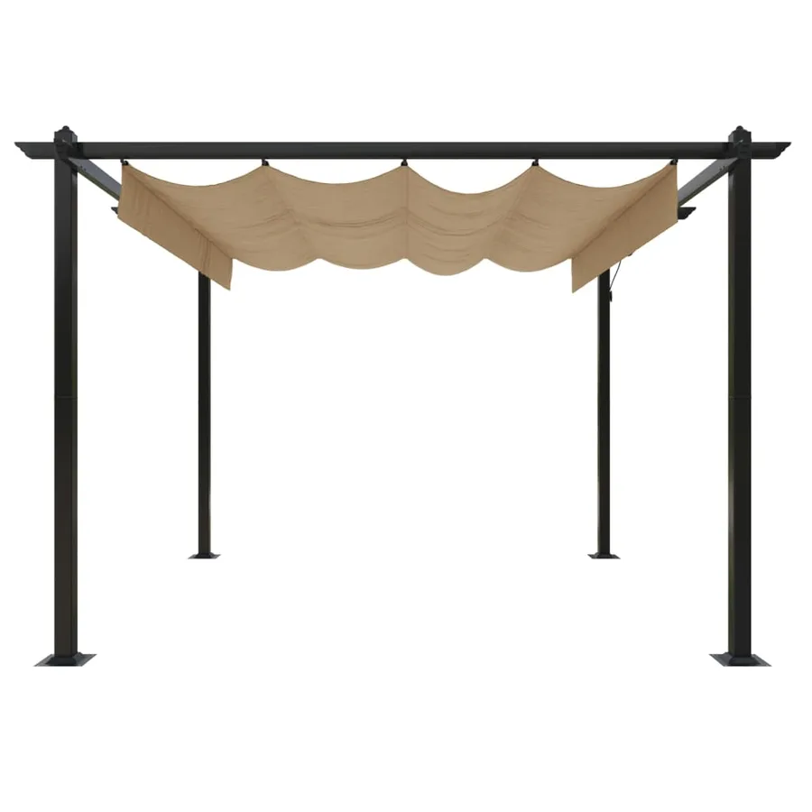 Tonnelle de jardin avec toit rétractable 3x3 m Taupe - 5