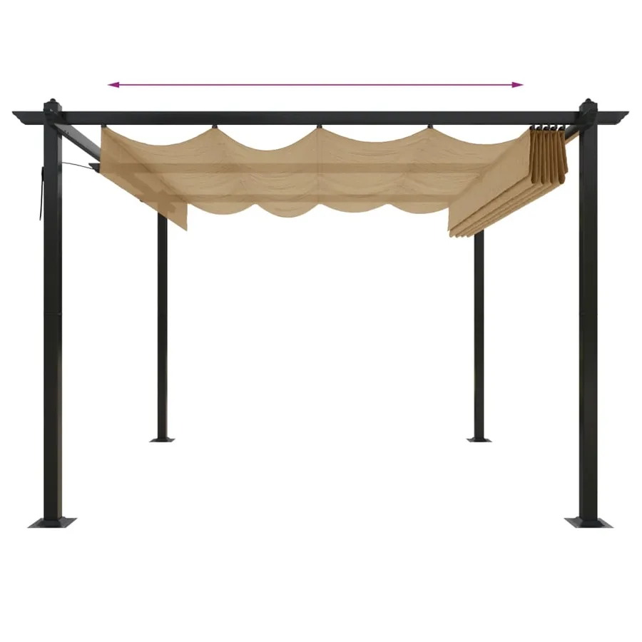Tonnelle de jardin avec toit rétractable 3x3 m Taupe - 6