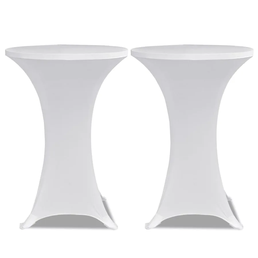 Housse de table Ø 70 cm Blanc extensible 2 pcs - 2