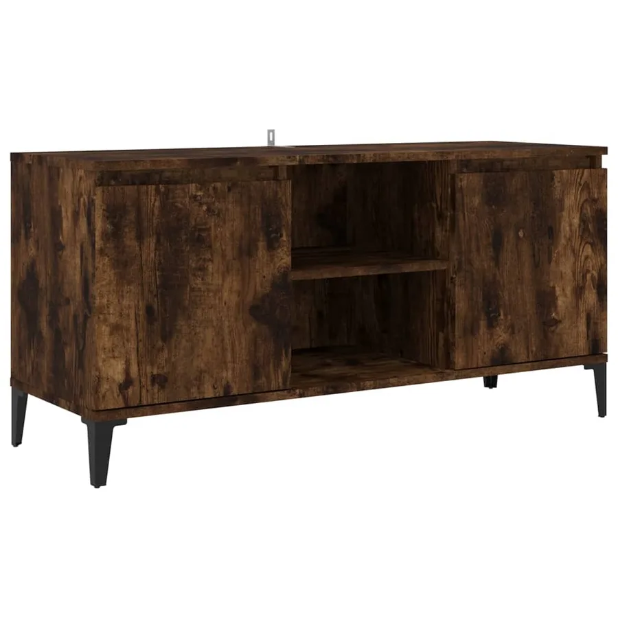 Meuble TV avec pieds en métal Chêne fumé 103,5x35x50 cm - 2