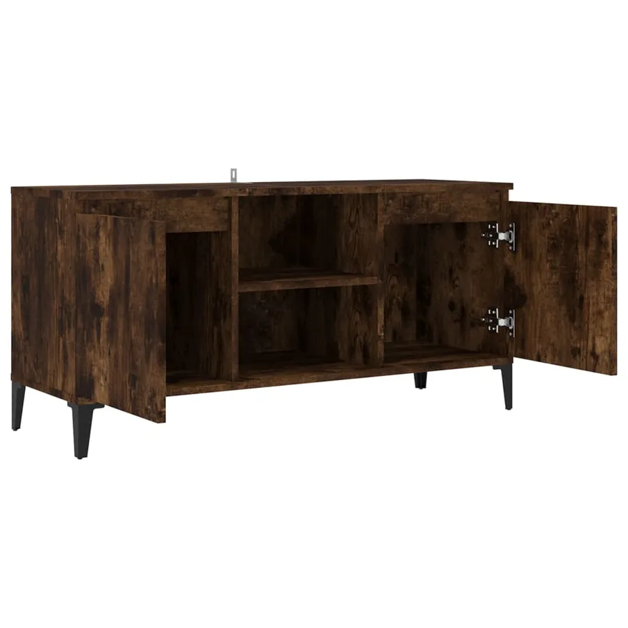 Meuble TV avec pieds en métal Chêne fumé 103,5x35x50 cm - 7