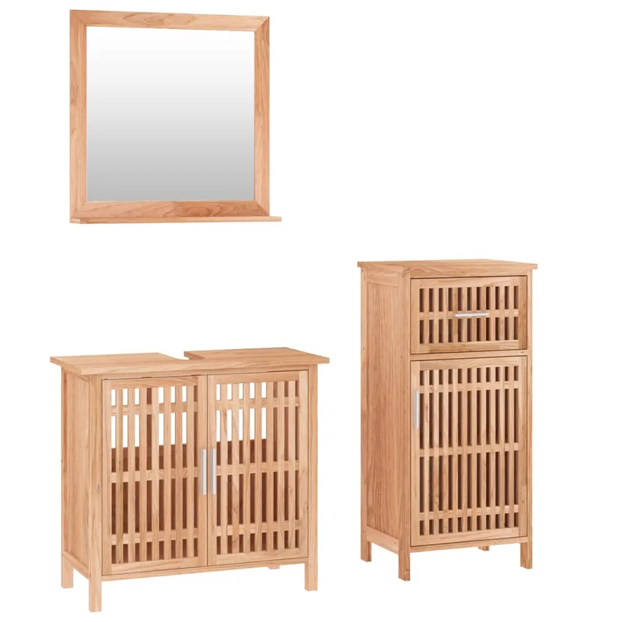 Ensemble de meubles de salle de bain 3 pcs Bois massif de noyer - 2