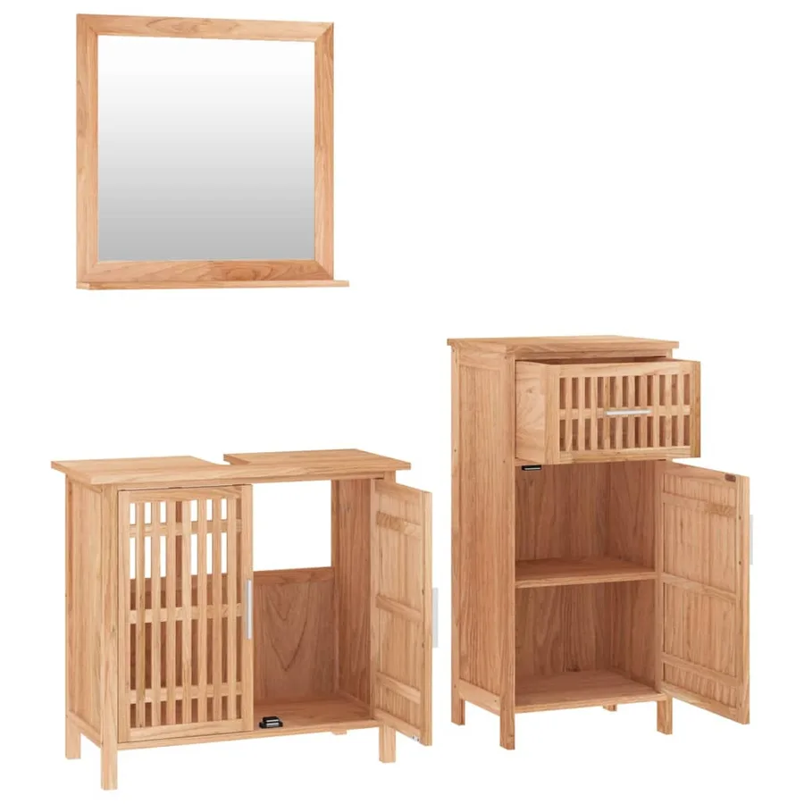 Ensemble de meubles de salle de bain 3 pcs Bois massif de noyer - 3