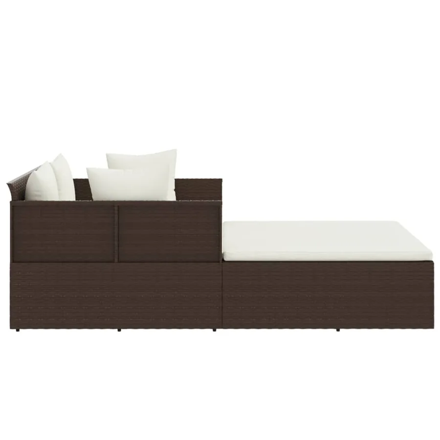 Chaise longue avec coussins marron 182x118x63 cm résine tressée - 4