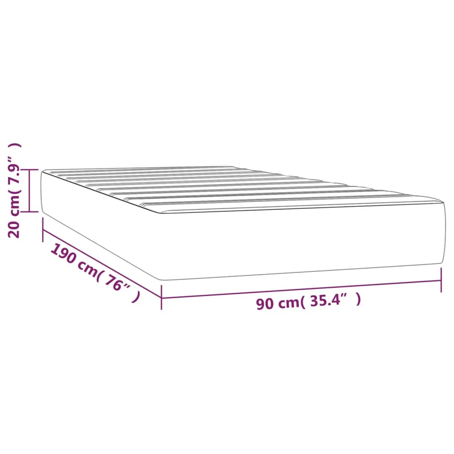 Matelas de lit à ressorts ensachés fermeté moyenne Gris clair 90x190x20 cm - 7