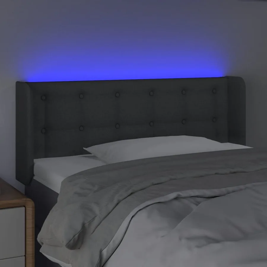 Tête de lit à LED Gris foncé 103x16x78/88 cm Tissu - 4
