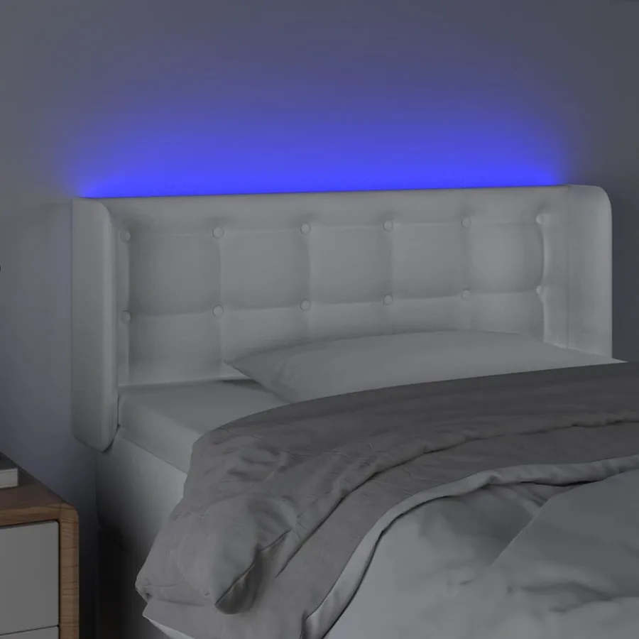 Tête de lit à LED Blanc 103x16x78/88 cm Similicuir - 4