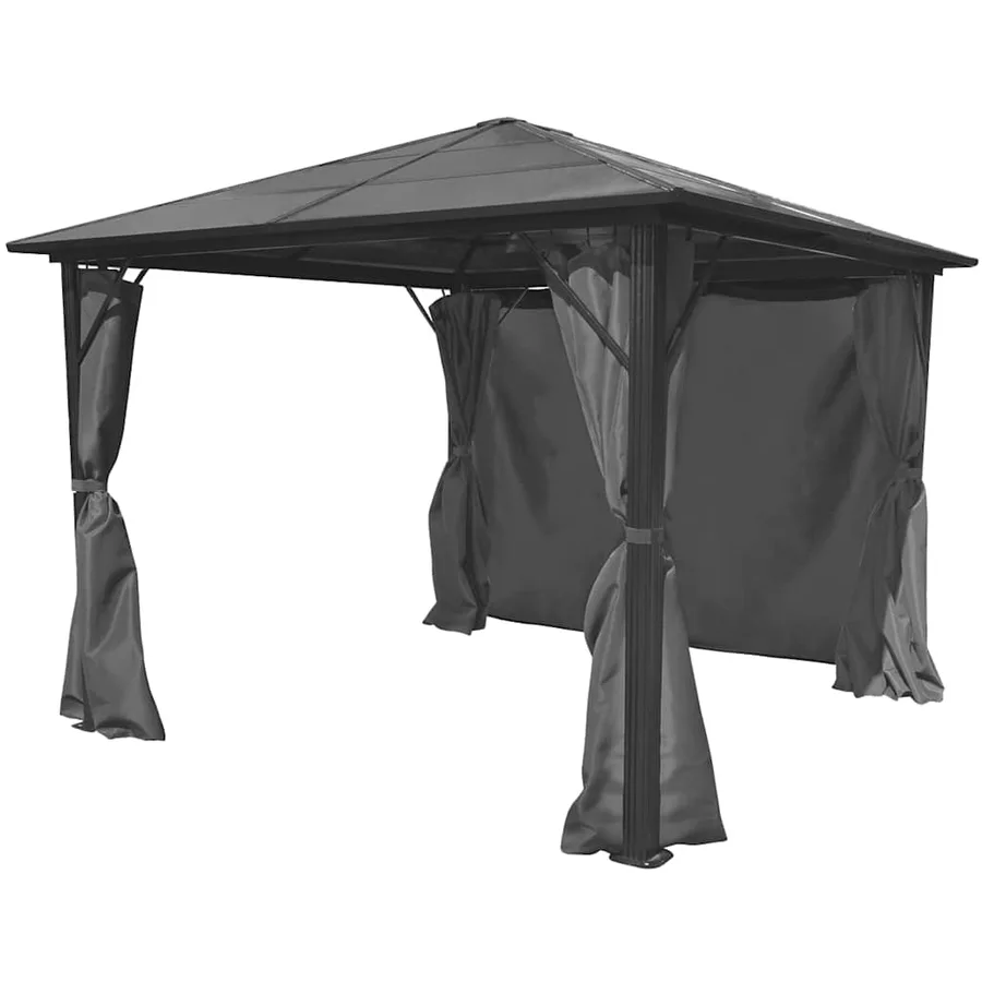 Belvédère avec rideau Anthracite Aluminium 300 x 300 cm - 3