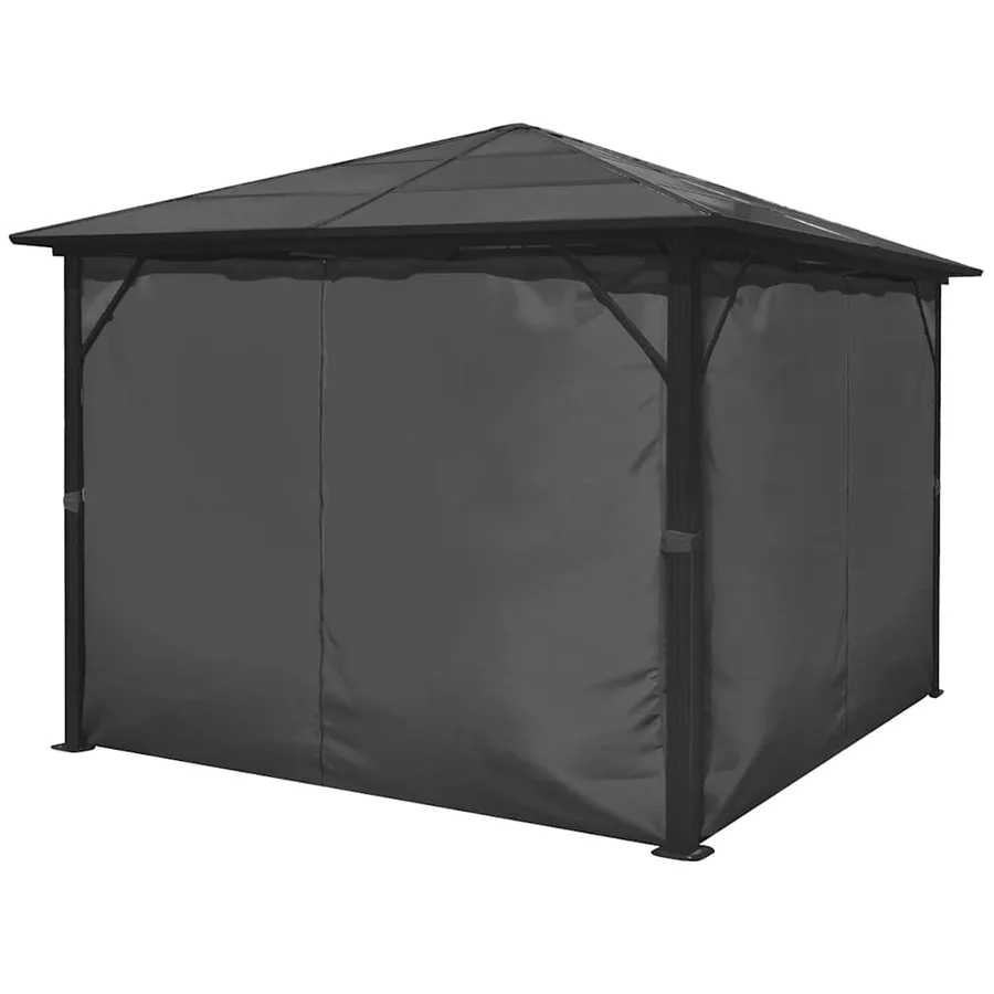 Belvédère avec rideau Anthracite Aluminium 300 x 300 cm - 4