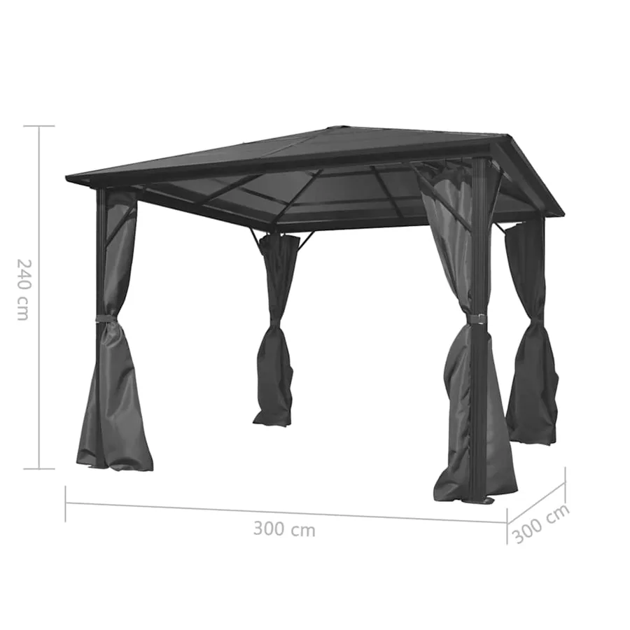 Belvédère avec rideau Anthracite Aluminium 300 x 300 cm - 5