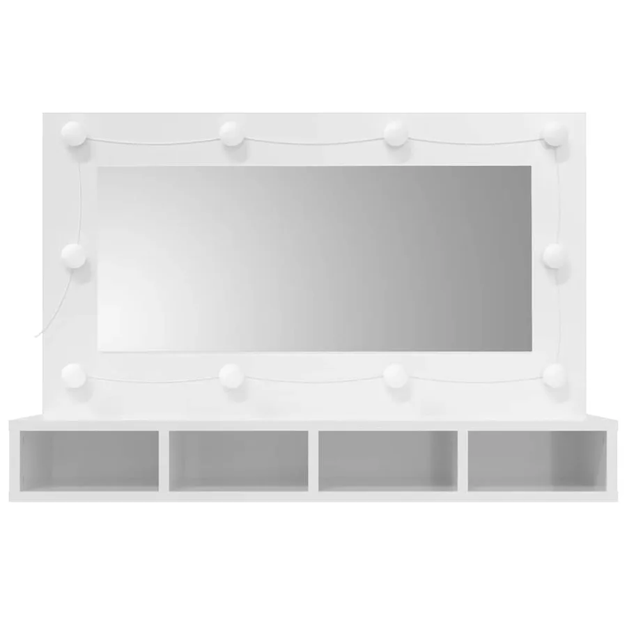 Armoire à miroir avec LED Blanc brillant 90x31,5x62 cm - 4