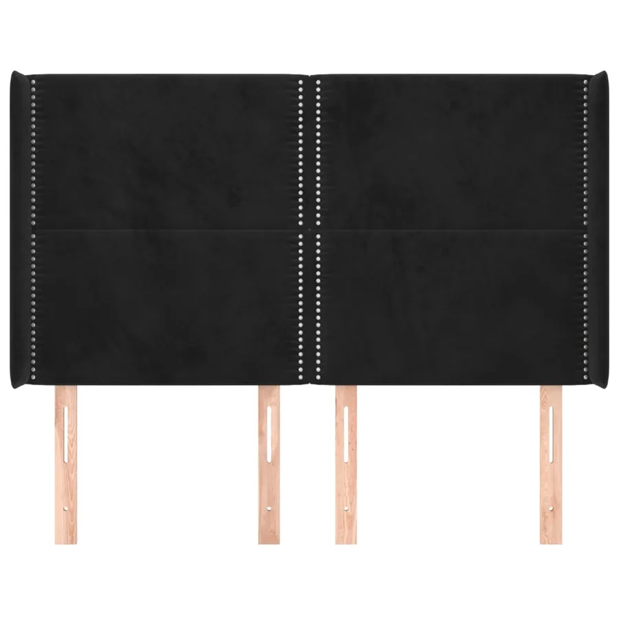 Tête de lit avec oreilles Noir 147x16x118/128 cm Velours - 3