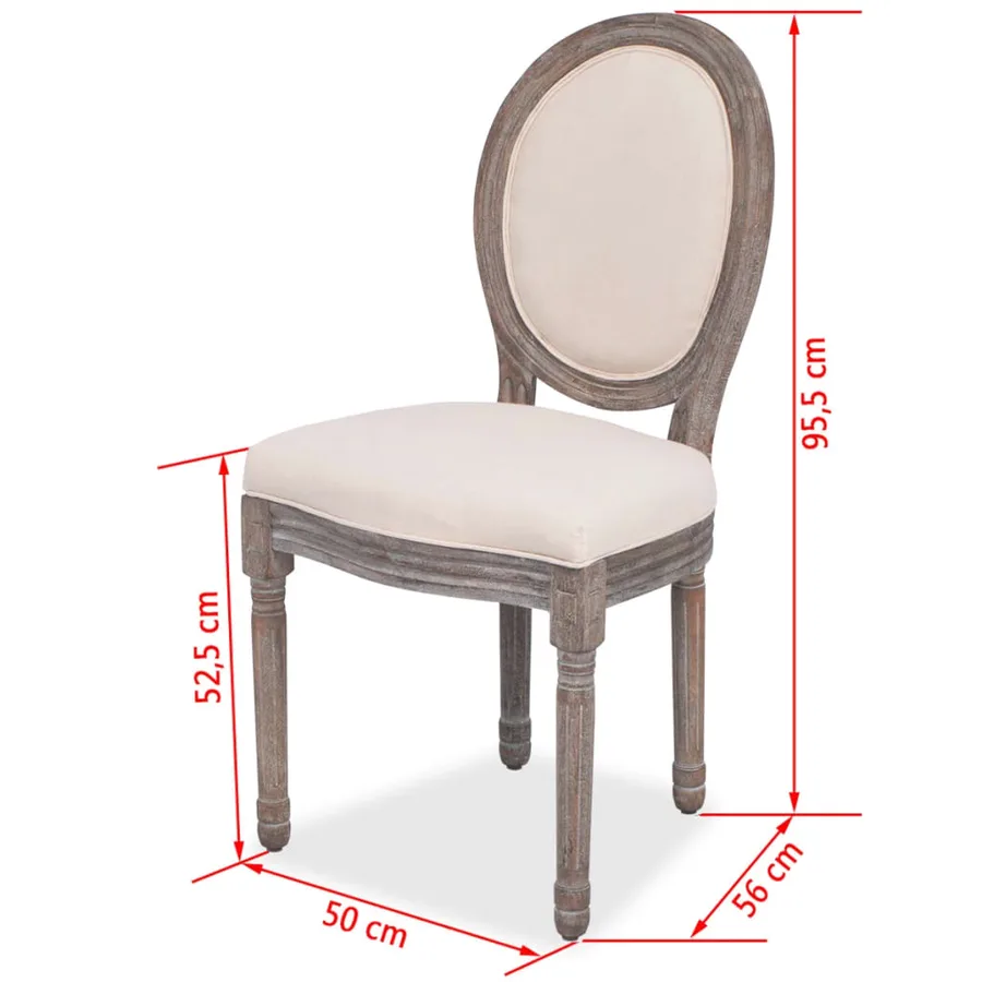 Chaises à manger lot de 6 crème tissu - 7