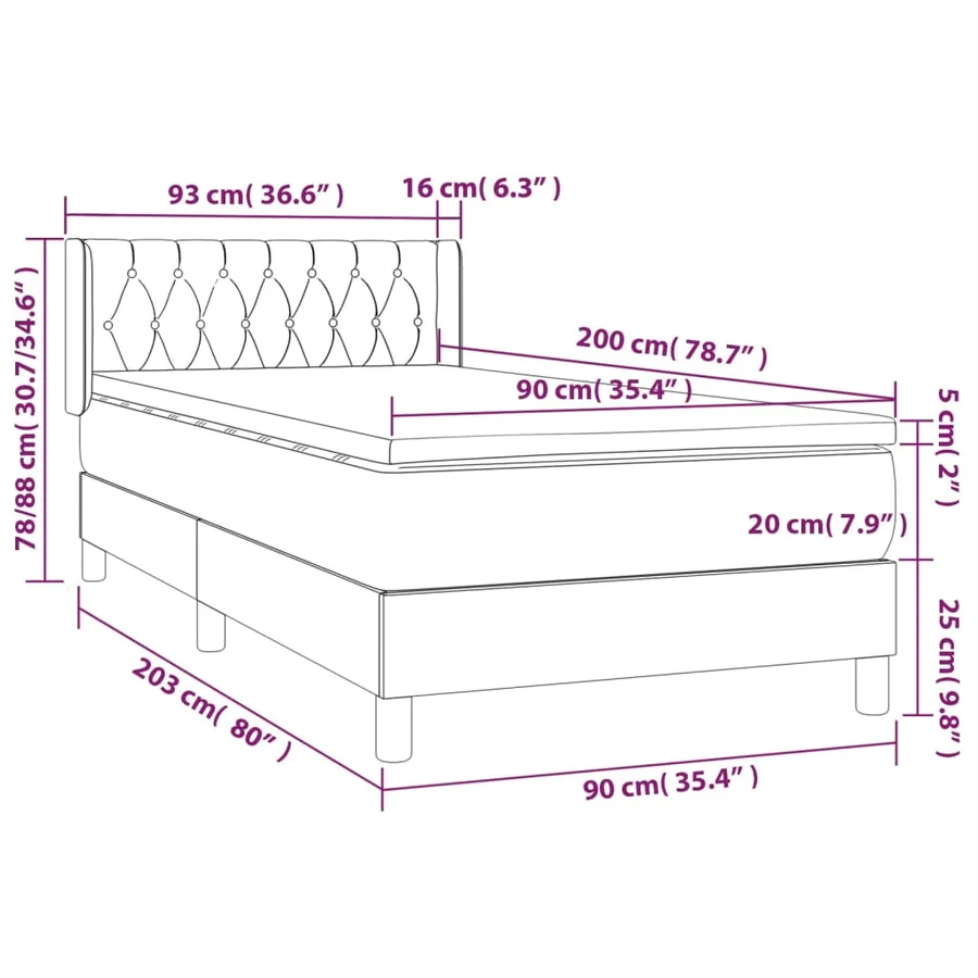 Sommier à lattes de lit avec matelas Bleu 90x200 cm Tissu - 7