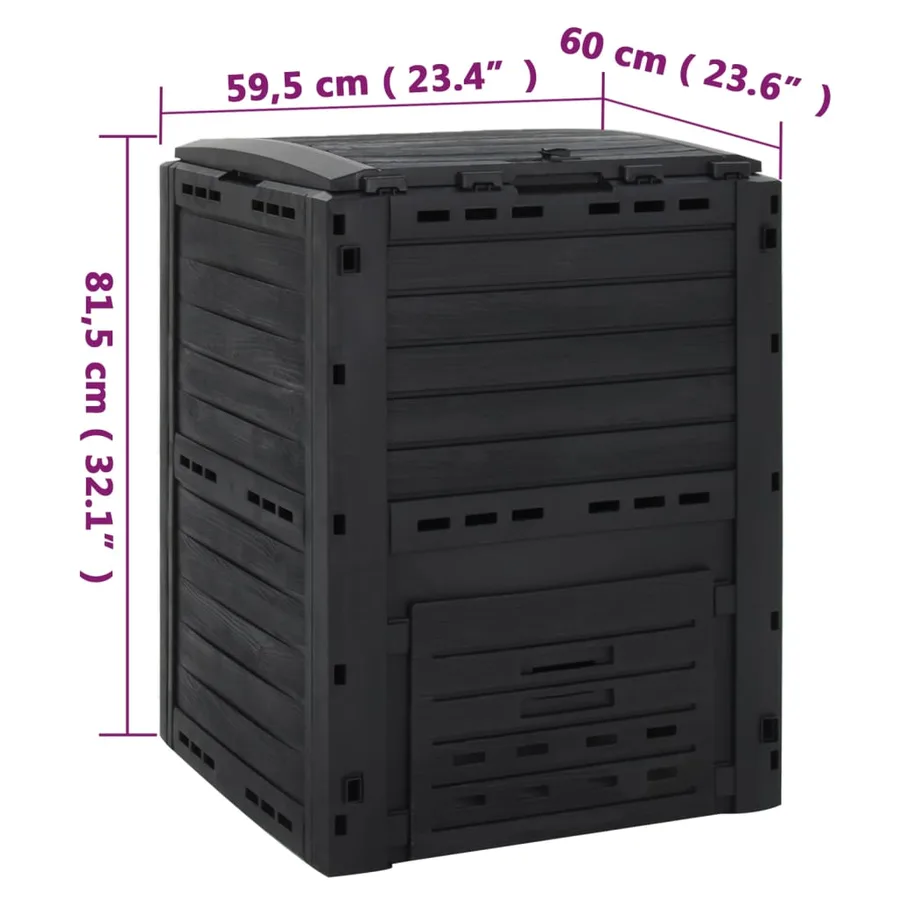 Composteur de jardin Noir 280 L Polypropylène - 8