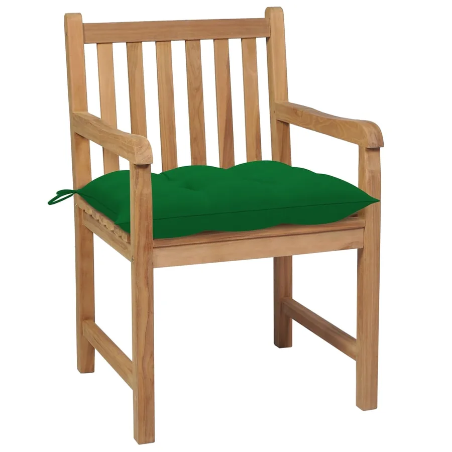 Chaises de jardin lot de 8 et coussins blanc crème Teck solide - 16