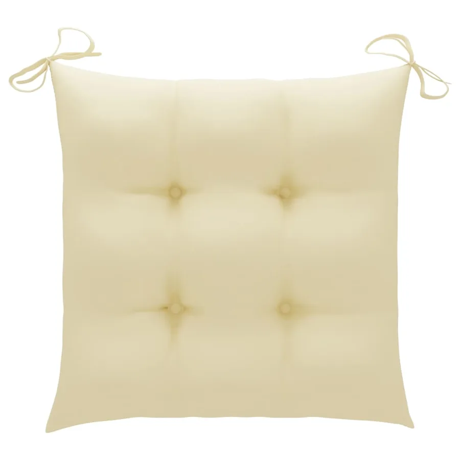 Chaises de jardin lot de 8 et coussins blanc crème Teck solide - 9