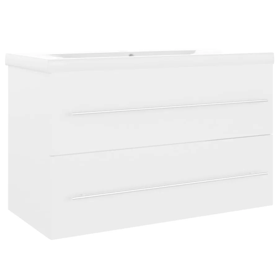 Armoire d'évier avec lavabo intégré Blanc Aggloméré - 2