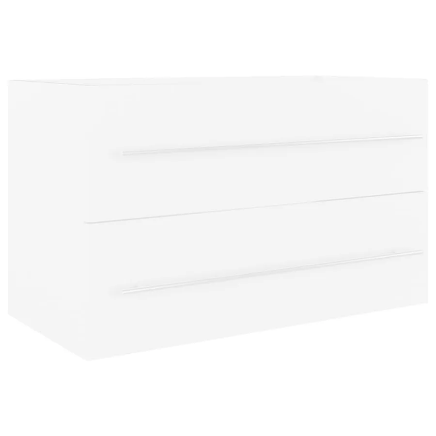 Armoire d'évier avec lavabo intégré Blanc Aggloméré - 3
