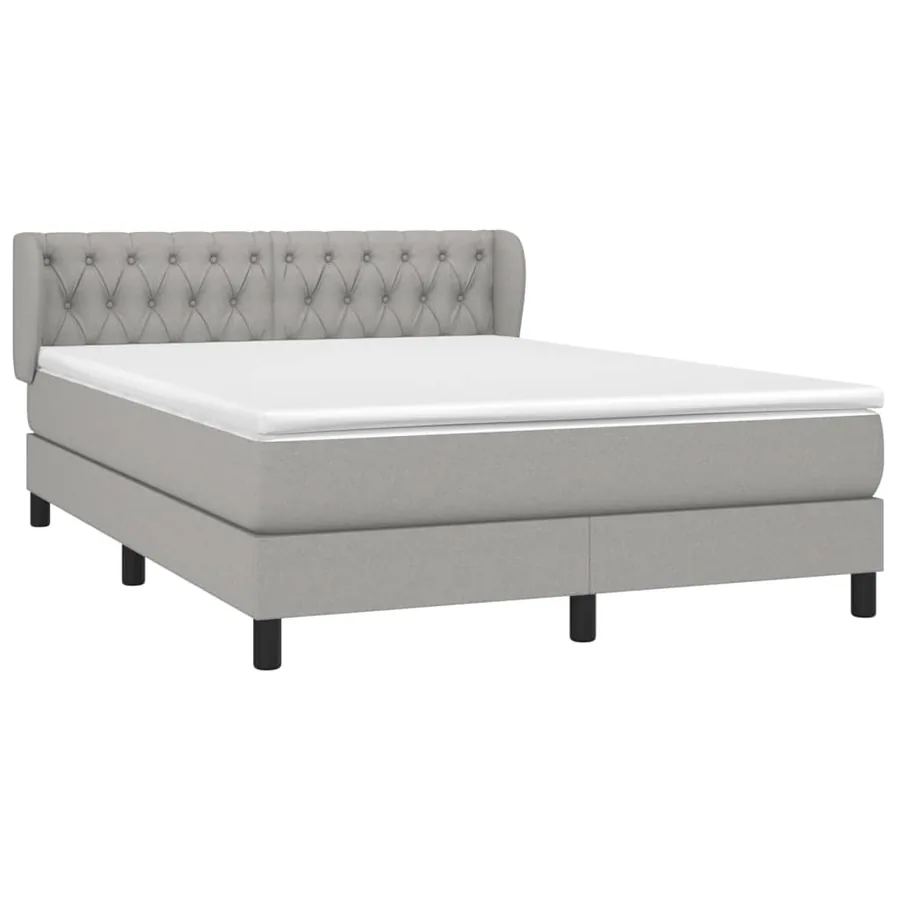 Sommier à lattes de lit avec matelas Gris clair 140x190cm Tissu - 3
