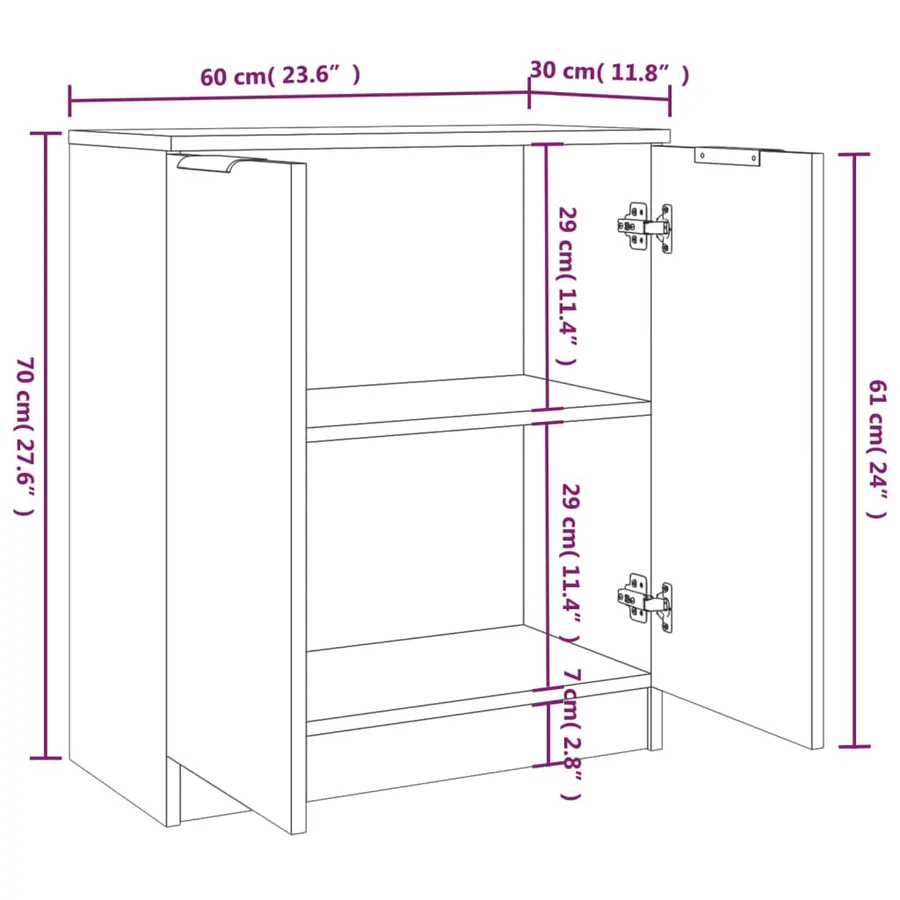 Buffets 2 pcs Gris béton 60x30x70 cm Bois d'ingénierie - 6