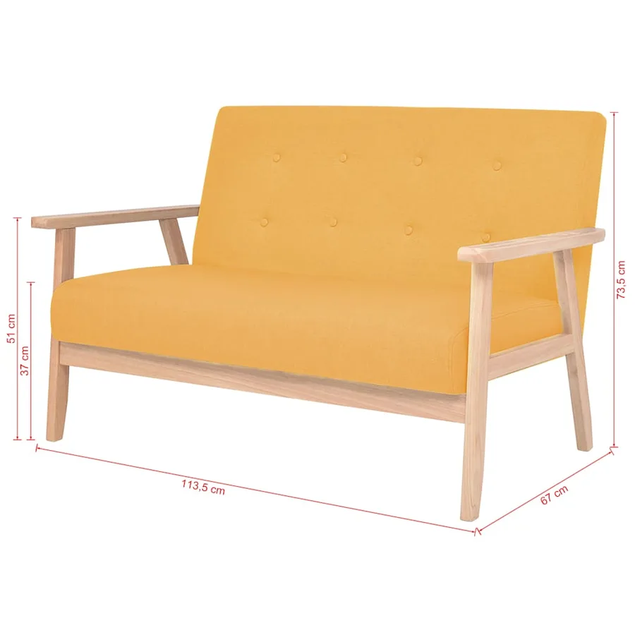 Ensemble de canapé 2 pcs Tissu jaune - 10