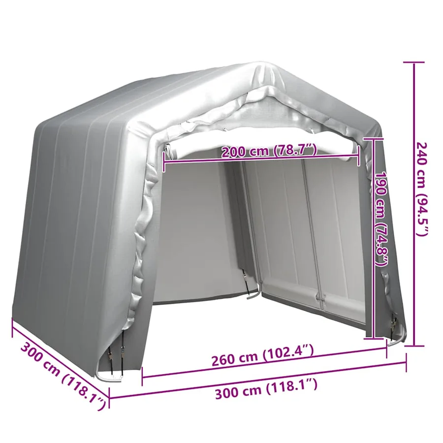 Tente de rangement 300x300 cm Acier Gris - 5