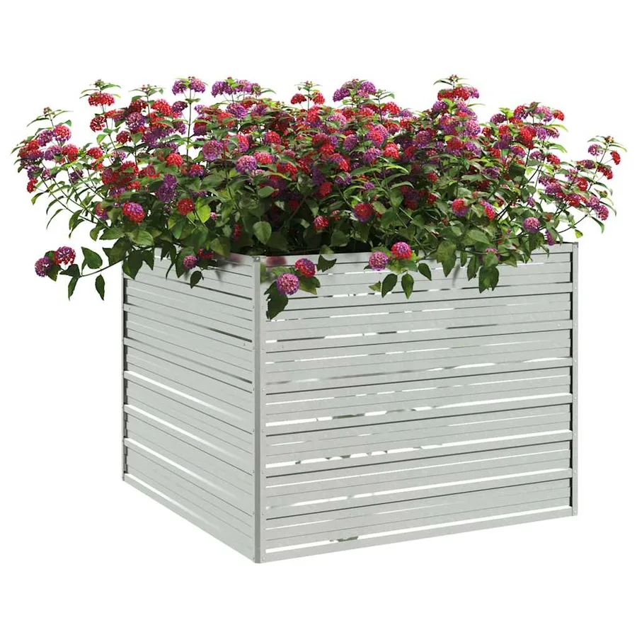 Lit surélevé de jardin 100x100x77 cm Acier galvanisé Argenté - 3