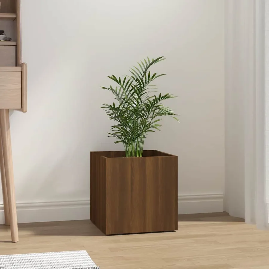 Jardinière Chêne marron 40x40x40 cm Bois d'ingénierie
