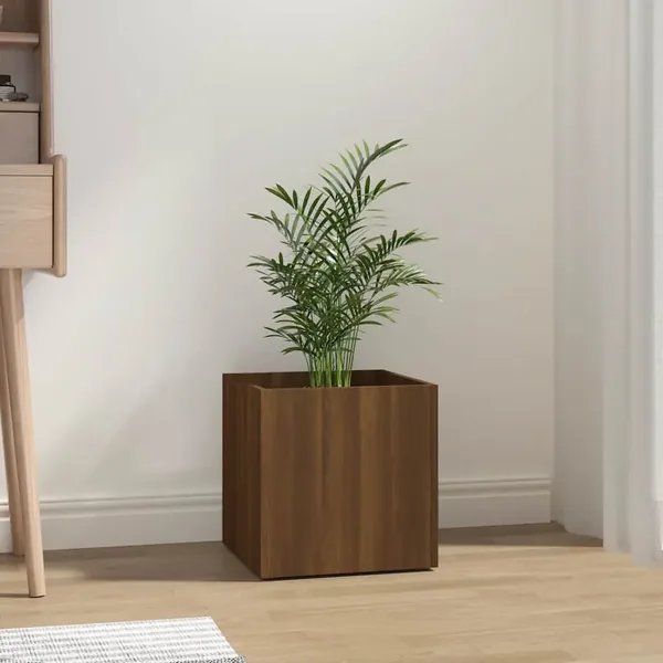 Jardinière Chêne marron 40x40x40 cm Bois d'ingénierie