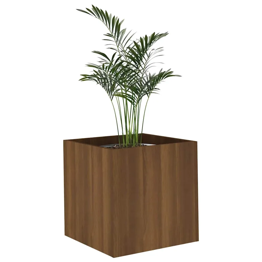 Jardinière Chêne marron 40x40x40 cm Bois d'ingénierie - 4